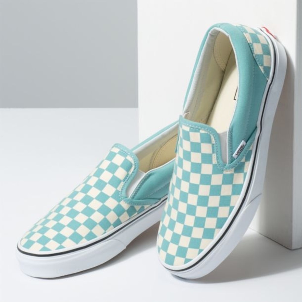Teal checkered vans